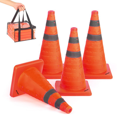Conos de Trafico Plegables de 18 Pulgadas Color Naranja Paquete de 4 Unidades