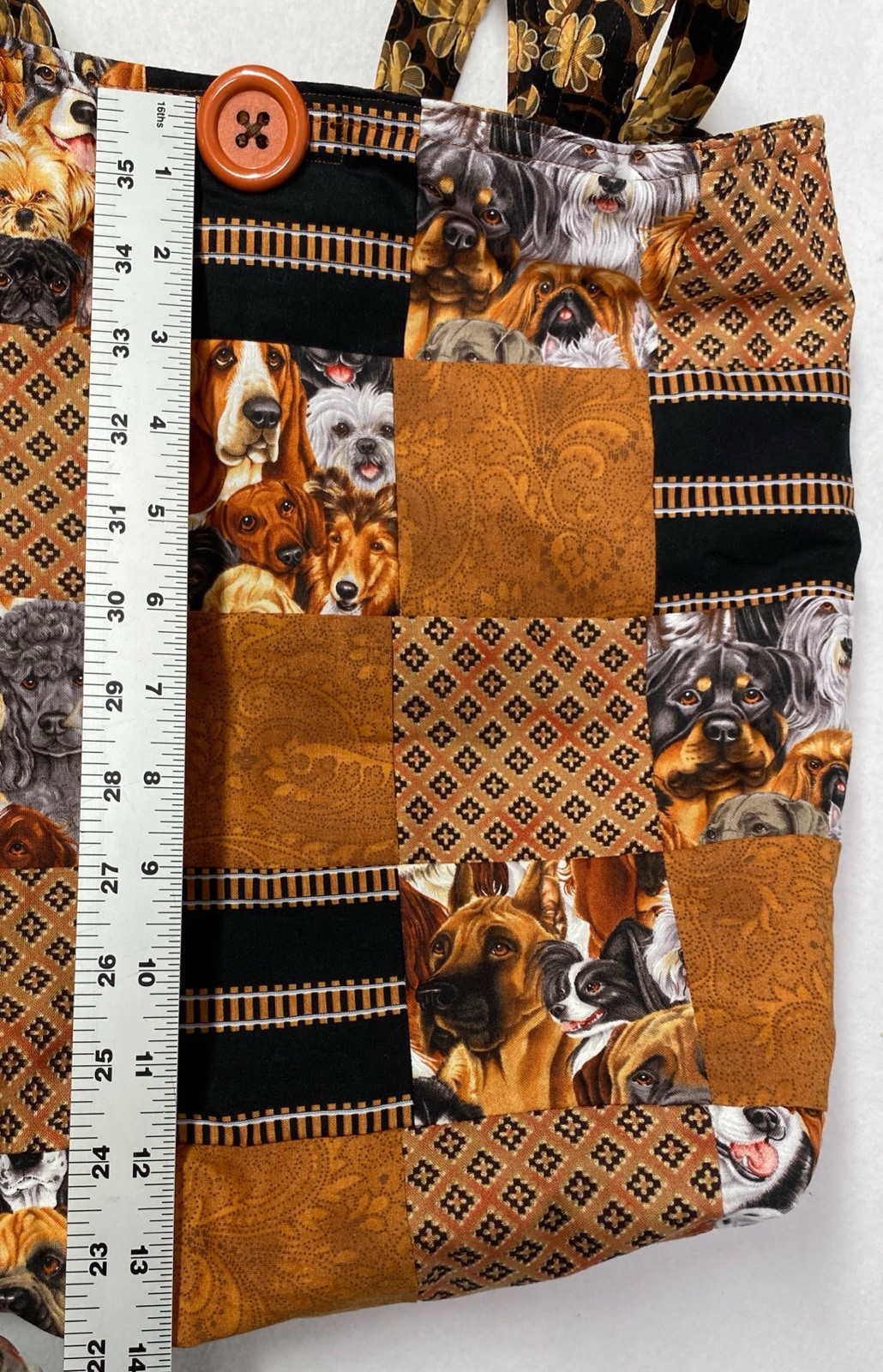 Handmade Patchwork Dog Brown Reuseable Tote Shopp… - image 4