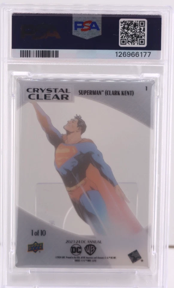 2023-24 UPPER DECK DC ANNUAL SUPERMAN CRYSTAL CLEAR /10 #1 PSA 9 - Image 2 of 2