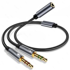 Headphone Splitter for Computer 3.5mm Mic Audio Y Splitter Cable for PC