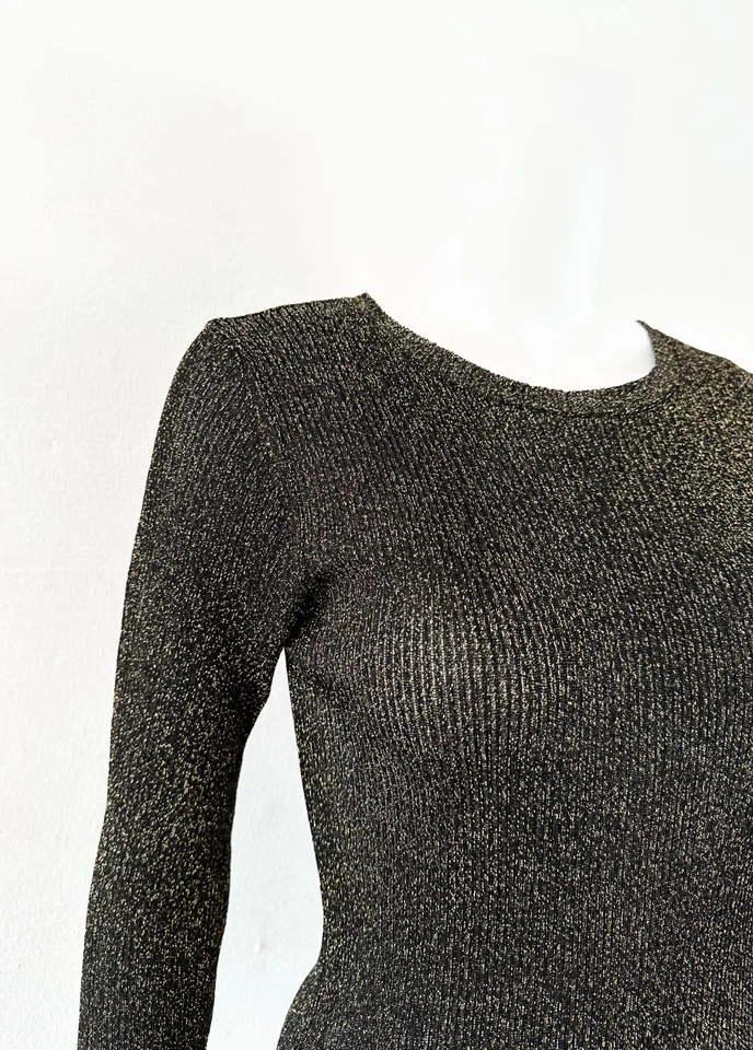 TWINSET Designer Pullover Strickshirt Lurex Schwarz Gold Gr.XL DE:40 Neu - Bild 3 von 4