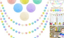 3pk Pastel Pom Pom Garland Easter Decorations Pastel Rainbow Pom Pom Garland