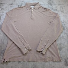 Hackett No14 Saville Row Mens Beige Long Sleeve Polo Cotton Silk Cashmere XL