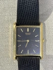 Vintage 1987 Seiko Quartz Tank Watch 25mm Slim Minimal Black Dial Gold Tone