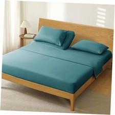 Manyshofu 4 Piece Split Head King Sheets Sets for Top Split Flex Head King Teal
