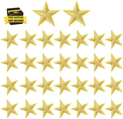 Iron on Patches, 30 Pcs 1 Inch Gold Star Patches DIY Sew on Embroidered Patches