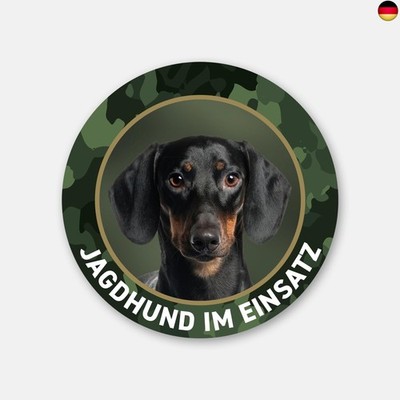 DACKEL, Teckel Aufkleber ''Kurzhaardackel - Jagdhund im Einsatz'' Sticker für