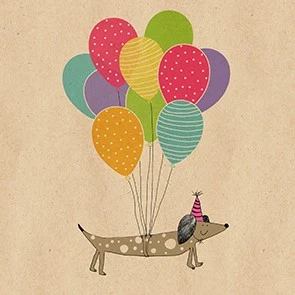 BRAUN & COMPANY Servietten Dackel mit Ballons 33 x 33 cm 20 Stück Servietten