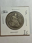 1862-S Seated Liberty Half Dollar F Tough Civil War Issue
