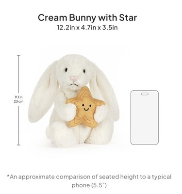  新作Cream Bunny With Star Authentic Cream Bunny With Star Jellycat comes with all tags and