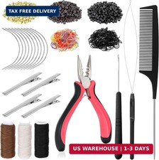 Hair Extension Tools Kit, 600 Silicone Lined Micro Rings, 1 Plier, 2 Hook Needle