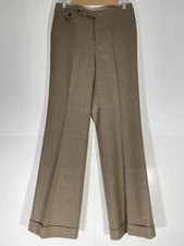 Ralph Lauren Pants Women 4 Brown Houndstooth Wool Vintage Wide Leg Lined