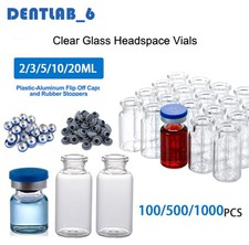 1000PCS 2/3/5/10/20ml Glass Vials Headspace Vials Lab Vials w/ Caps Sample vials