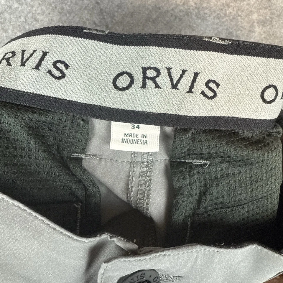 Pantalones Cortos Orvis Tech Para Hombre 34 Gris Elástico Cremallera Bolsillo Senderismo Gorpcore Foto 3 de 4