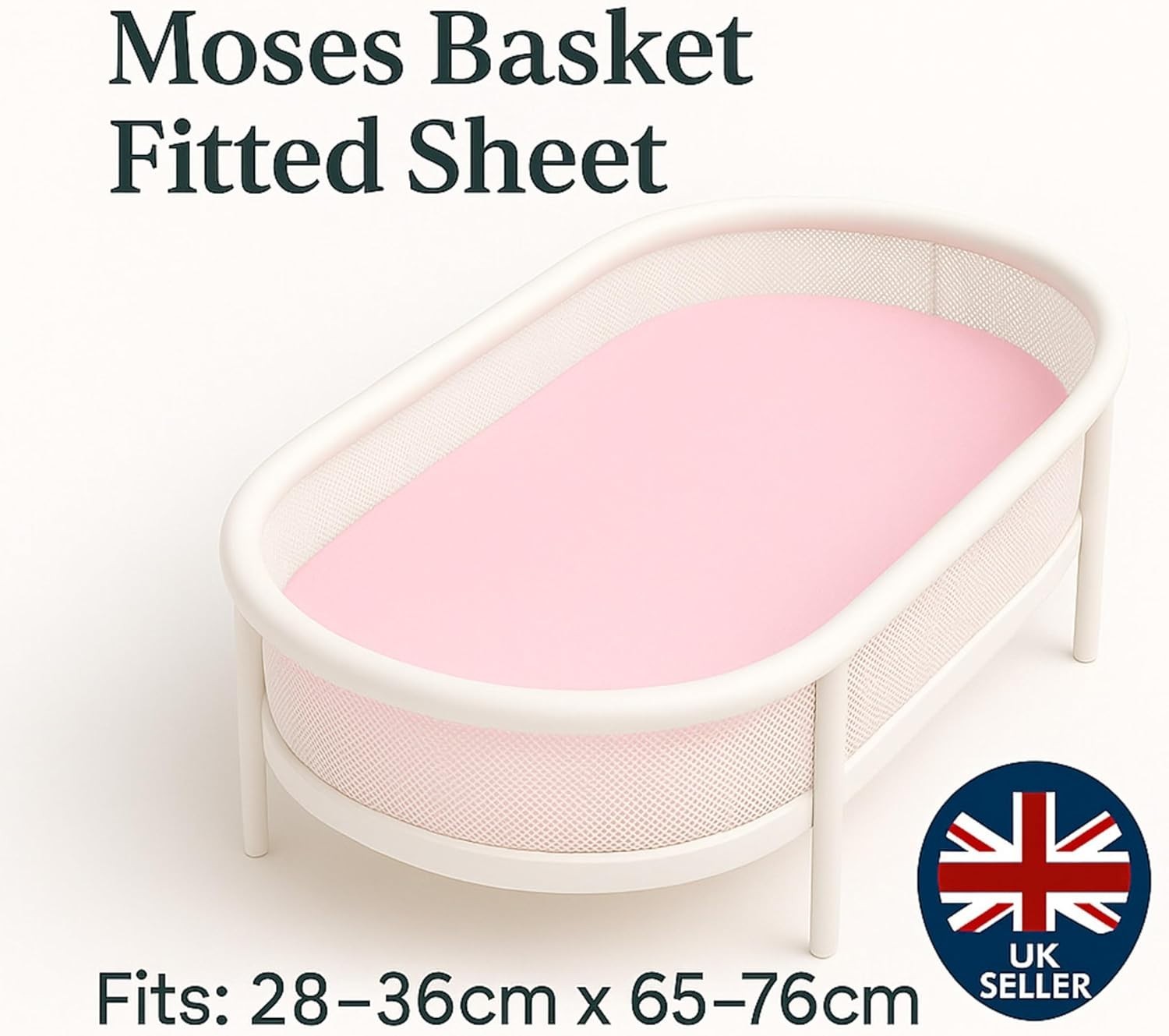 Lenzuolo con angoli in cotone rosa elasticizzato Moses Basket - Perfetto per il comfort del bambino foto 5