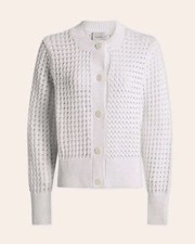 NWT Varley Bettina Textured Pointelle Cardigan Jacket White Sweater Sz XXS $148