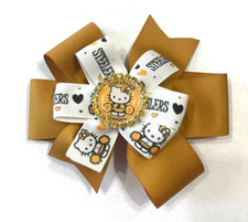 Beautiful Pittsburgh Steelers inspired hair bow for girls.