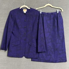 Vintage Pendleton Skirt Suit 6 Purple Floral Wool Blazer Career 80s 90s