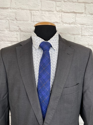 Traje Abrigo Deportivo Blazer Chaqueta 42R Hugo Boss Para Hombres Gris Lana Ajuste Ajustado - Imagen 2 de 16