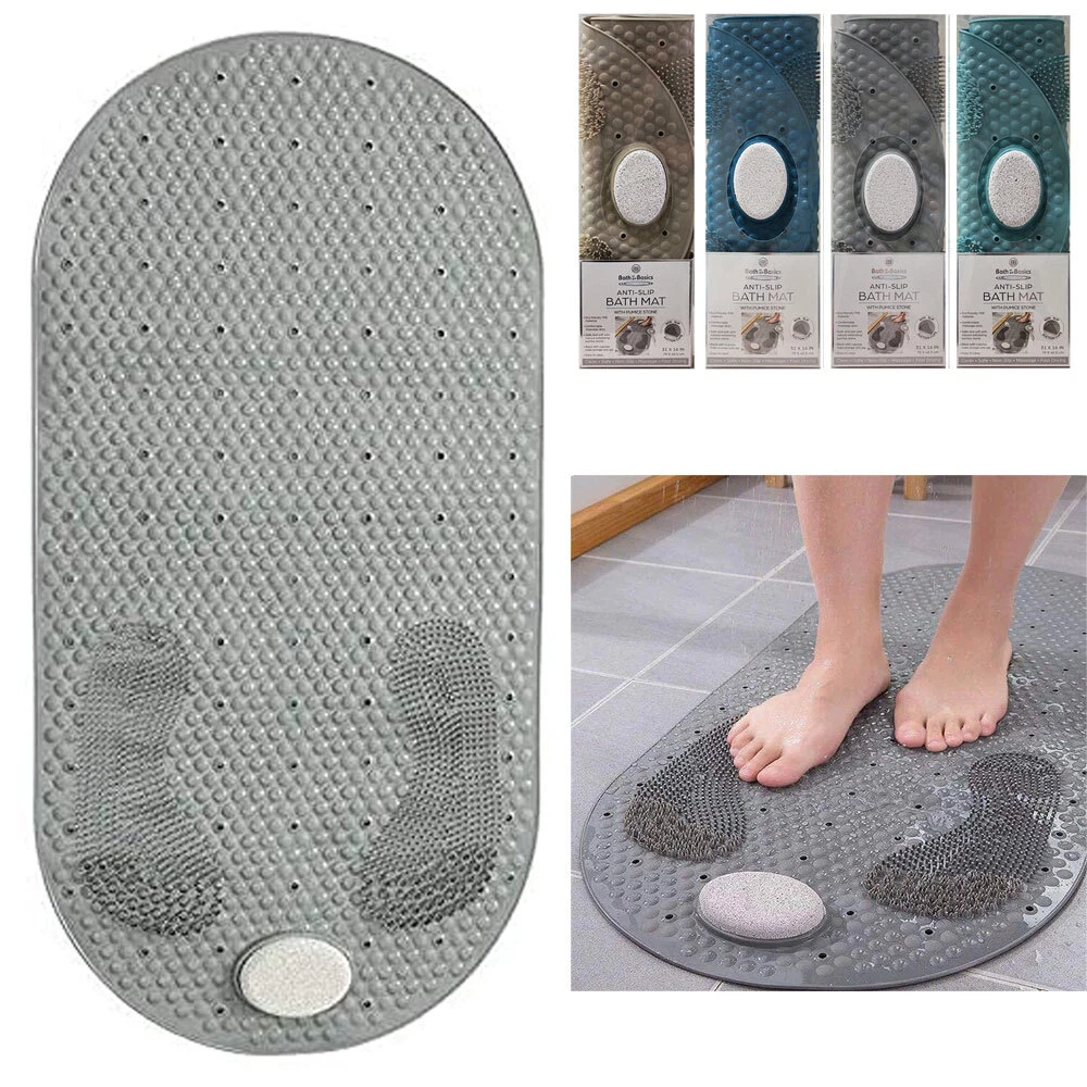 1 Bath Mat Pumice Stone Shower Rug Anti Slip Tub Exfoliate Foot Massage  16X31