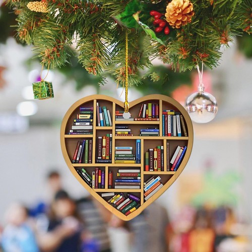 Amantes de los libros Estantería en forma de corazón Colgante Adorno Árbol de Navidad Decoración Regalos - Imagen 4 de 7