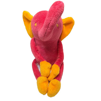 Vintage Elegant Baby Plush Pink Orange Elephant Hook and Loop Arms Legs 21''