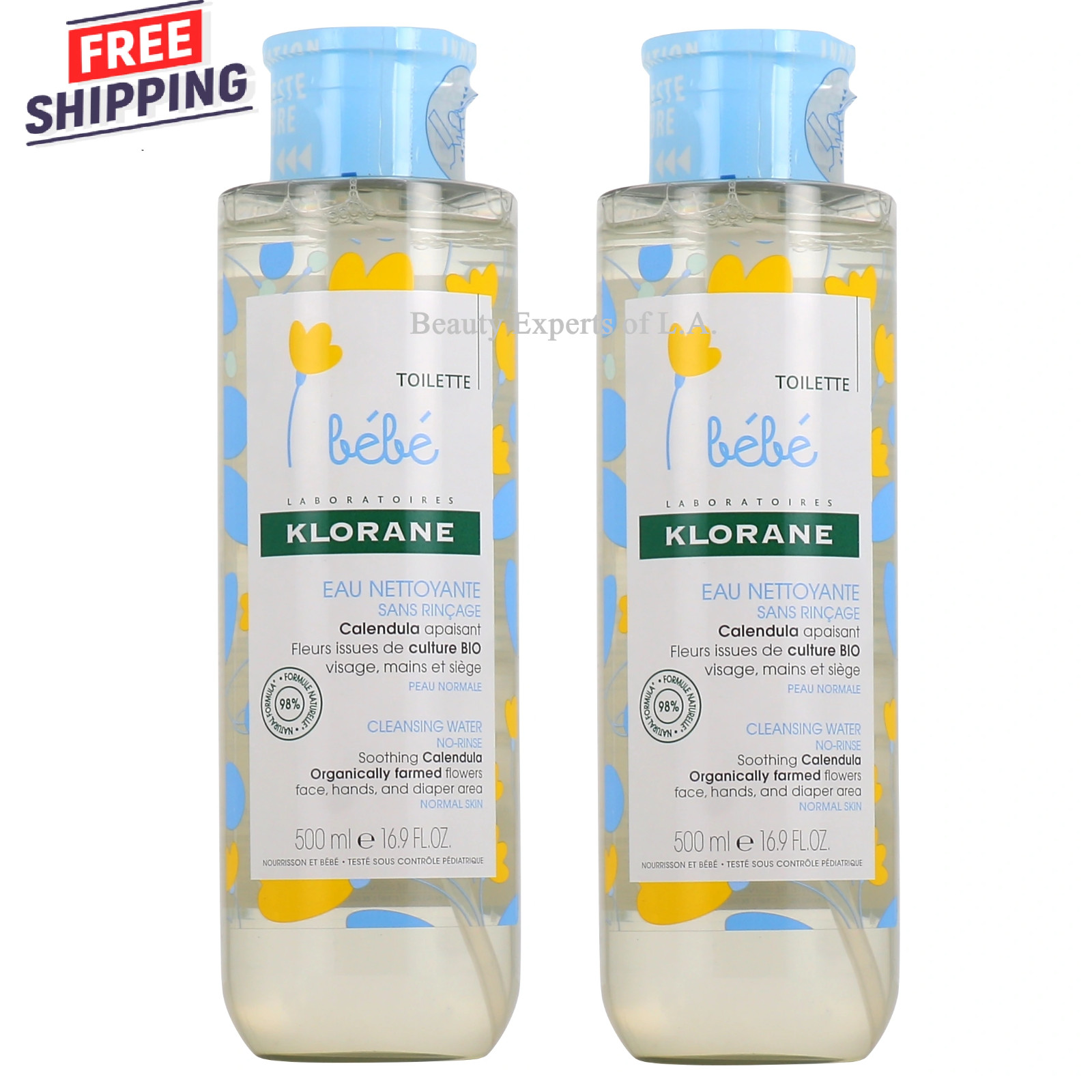 2 УПАКОВКИ детской очищающей воды KLORANE BEBE без ополаскивателя 500 мл 8790₽
