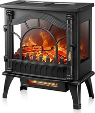 Electric Fireplace Stove,1500W Infrared Fireplace Heater with 3D Realistic Flame