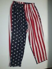 Vintage 1990's USA American Flag Stars Stripes Pants Baggy Rare Size Measured