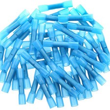 50 x BLUE HEATSHRINK BUTT CONNECTORS CRIMP HEAT TERMINALS JOINER WIRE CABLE