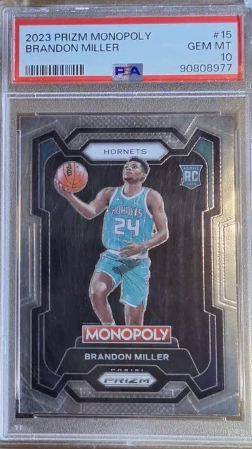 2023 PANINI PRIZM MONOPOLY #15 BRANDON MILLER RC HORNETS PSA 10