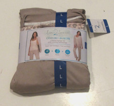 LIVE 2 LOUNGE Womens Tan 3 Piece Cooling Cardigan Tee Pants Lounge Set Sz M NWT