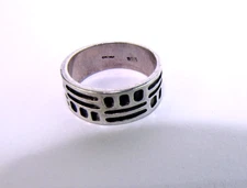 BOMA Ring Vintage Sterling Silver Wide Band Primitive Design 5.5 Band