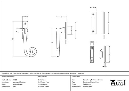 From The Anvil Antique Pewter Locking Night-Vent Window Fasteners - Picture 25 of 45