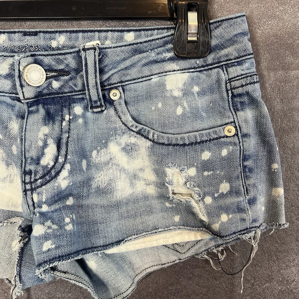 Womens London Jean Cheeky Denim Shorts Cover Up Hot Pants Stretch Size 0 (30W) - Image 3 of 4