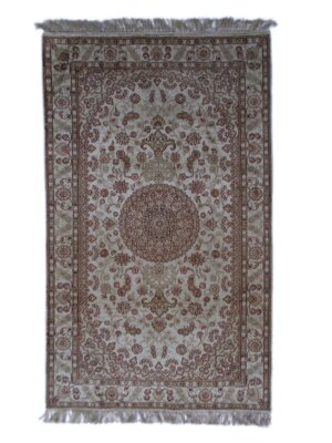 Traditional Rug Silk Wool Handmade Luxury Medallion 3x5 Grey  Area Rug