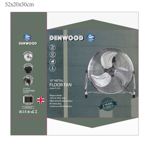 Metall Bodenventilator 16" Hochgeschwindigkeit 3 Geschwindigkeiten Steuerung Fitnessstudio Industrie Zuhause Lager - Bild 4 von 7