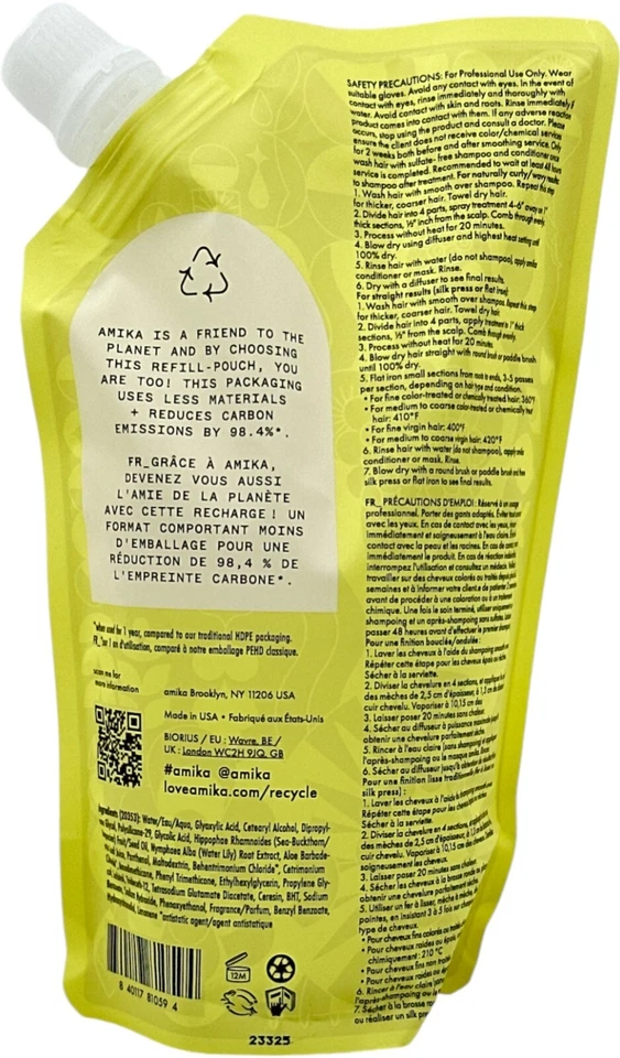 AMIKA PRO 平滑毛躁战斗治疗补充装 500 毫升/16.9 液量盎司 — 第 2/3 张图片