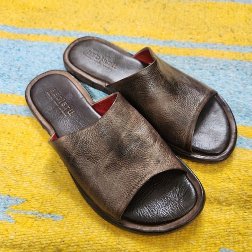 BEDSTU Kate Slide Sandal Brown Leather Size 8.5