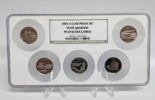 2005-S CLAD 5 COIN QUARTER PROOF SET NGC GRADED PF69 ULTRA CAMEO