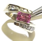 14k White gold .56ct SI2 I diamond Natural pink sapphire ring 9.3g 7 gemstone — photo 7