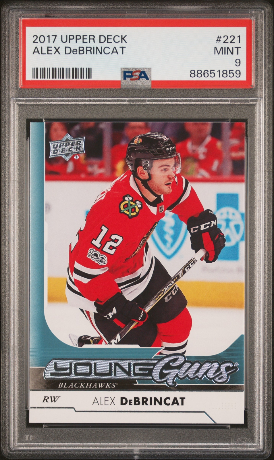 2017 Upper Deck Alex Debrincat #221 PSA 9 Young Guns Rookie RC