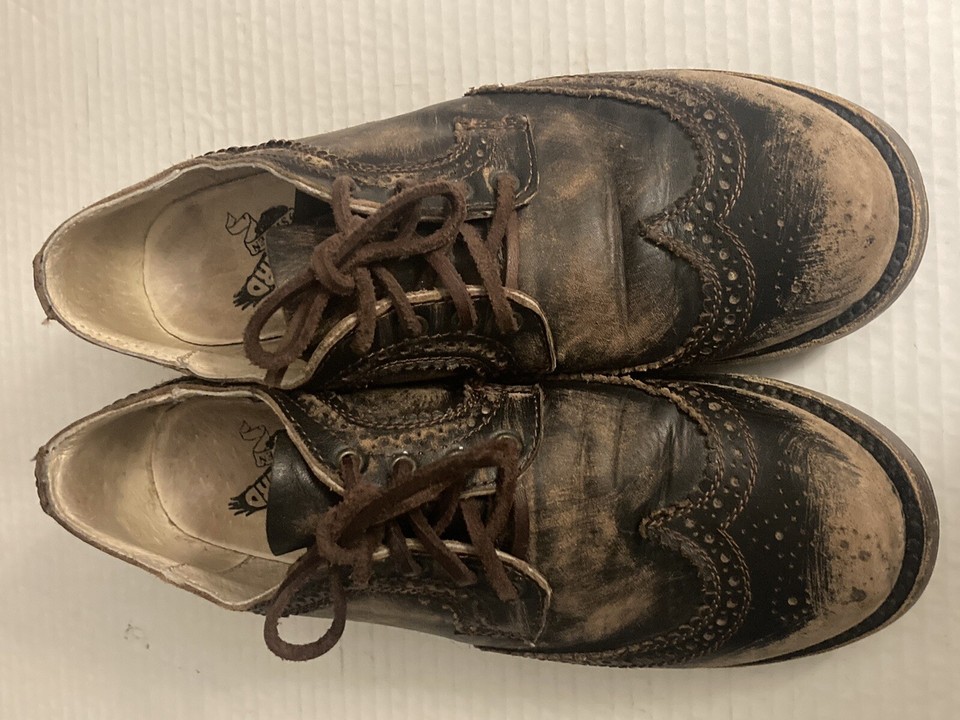 freebird women's shoes 8 Leather Oxford Wingtip Lace Up Distressed Worn