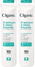 Cliganic Premium Cotton Rounds for Face 200 Count  Makeup Remover Pads, Hypo