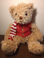 FAO Schwartz Teddy Bear Plush Stuff Animal Removable Red Puffer Vest Scarf Fuzzy