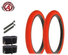 2 ALTA BICYCLE WIRE BEAD TIRE 18" X 1.95 RED BMX TREAD W/TUBES & PRY TIRE LEVERS