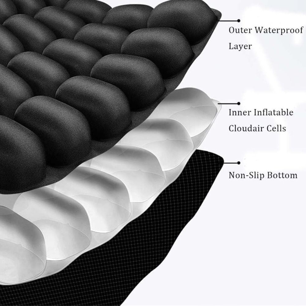 Inflatable Seat Cushion With 56 Air Cells – Tailbone Pain Relief For Office Chair, Car, Wheelchair