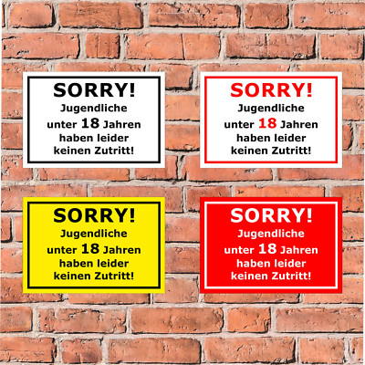 Schild Jugendliche unter 18 keinen Zutritt - Gastronomie Spielhalle - 4 Größen