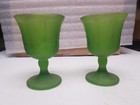 Lot of 2 Olive Gree Pedistal Grape Goblets — photo 5