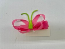 New Wee Ones Little Girl's 2" Ribbon Butterfly Hot Pink Hair Clip Barrette